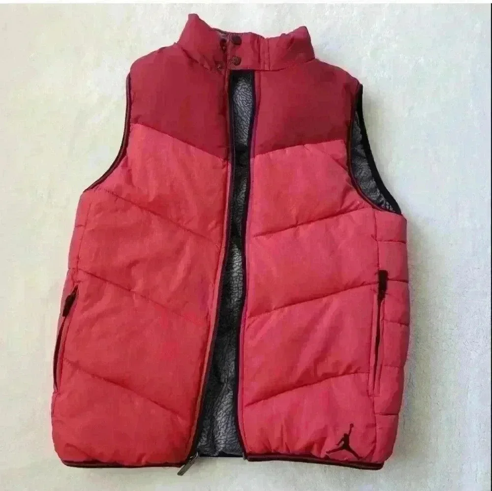 Nike Jordan Reversible Puffer Vest Youth L (12-13) Red Elephant Print Insulated - Picture 3 of 7